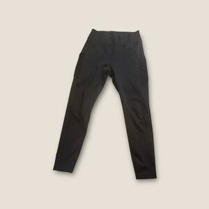 POP FIT Women's Black Active Leggings Size L High Rise Ankle Mesh Pockets